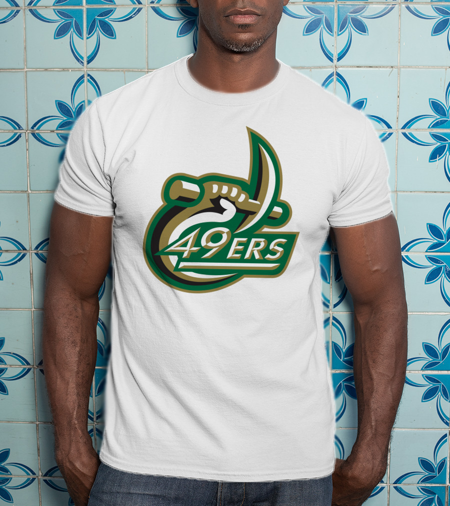 Charlotte 49ers Logo Green Gold Pickaxe Emblem T-Shirt