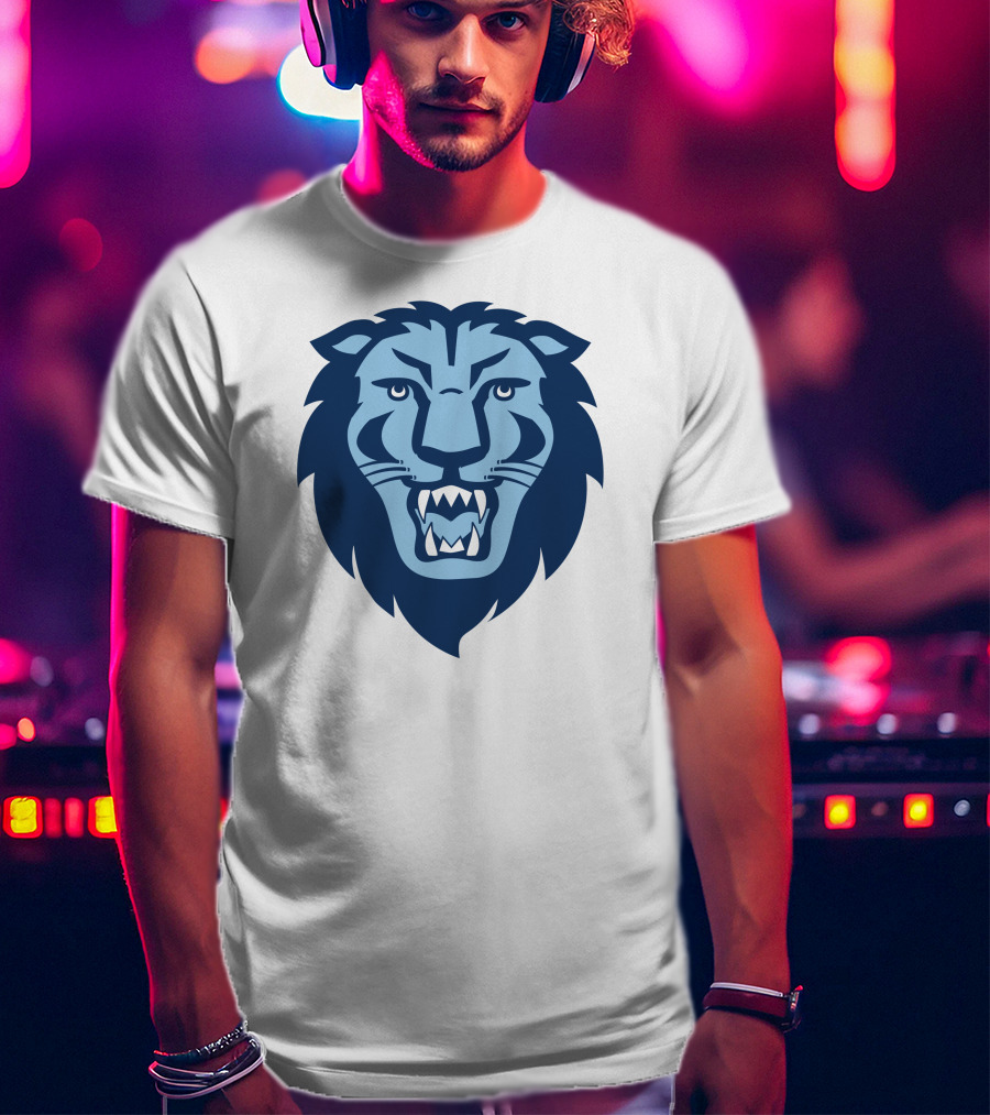 Columbia Lions Roaring Emblem Icon In Blue T-Shirt