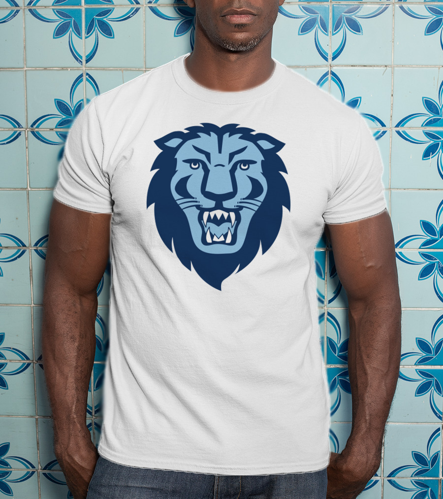 Columbia Lions Roaring Emblem Icon In Blue T-Shirt