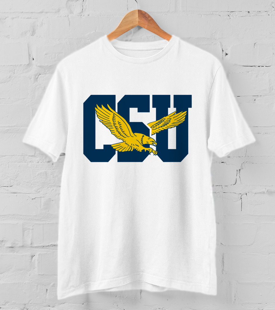 CSU Coppin State Eagles Logo Yellow Eagle Blue Letters T-Shirt