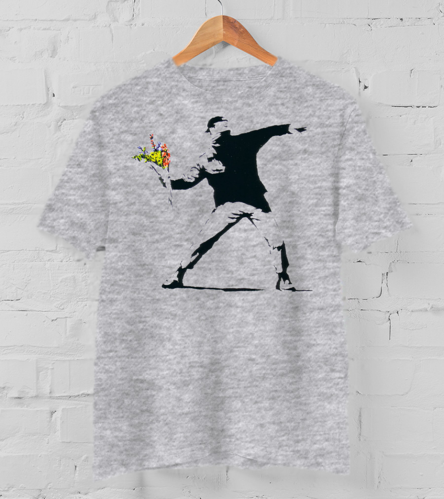 Banksy Flower Thrower Stencil T-Shirt