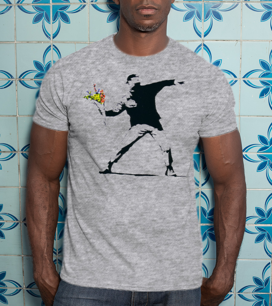 Banksy Flower Thrower Stencil T-Shirt