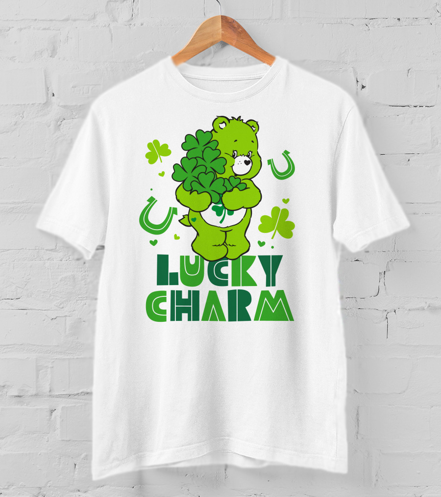Lucky Charm Green Bear With Shamrocks And Horseshoes T-Shirt