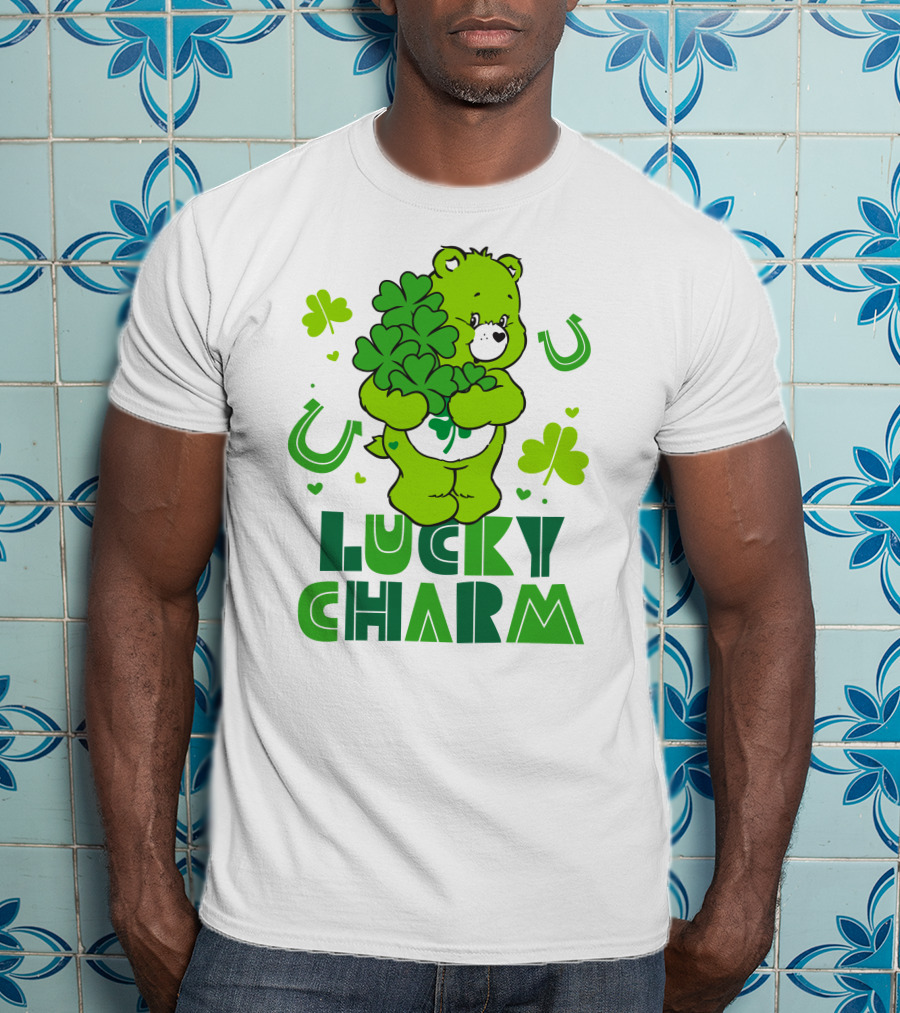 Lucky Charm Green Bear With Shamrocks And Horseshoes T-Shirt