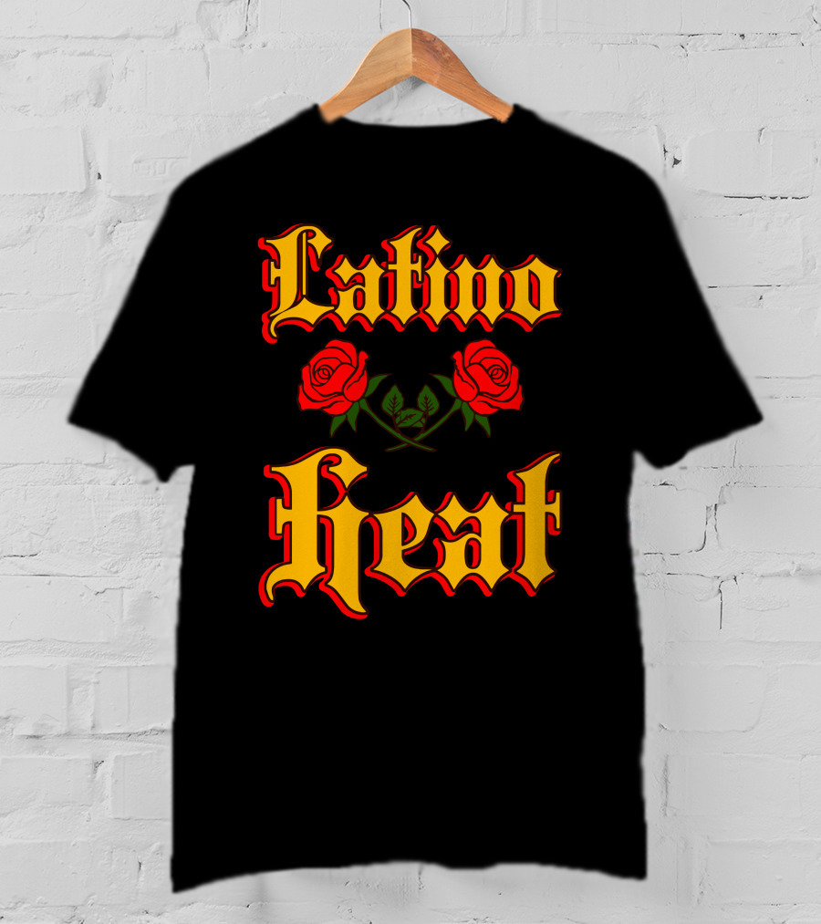 Latino Heat Red Roses Bold Font T-Shirt