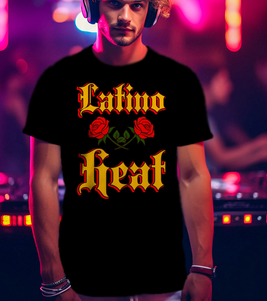 Latino Heat Red Roses Bold Font T-Shirt
