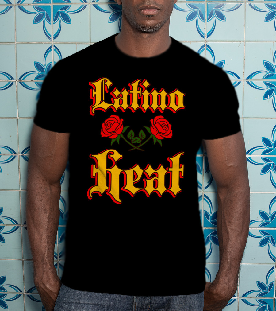 Latino Heat Red Roses Bold Font T-Shirt