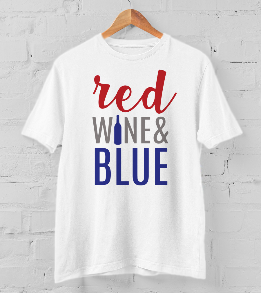 Red Wine Bottle And Blue T-Shirt