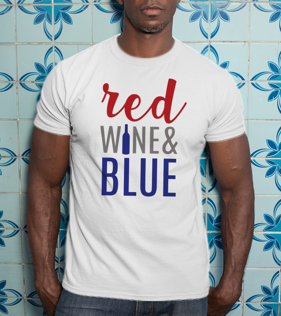 Red Wine Bottle And Blue T-Shirt