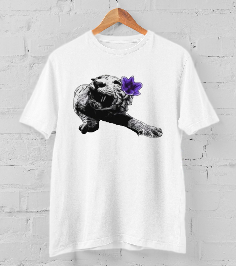 Spirit Blossom Wolf With Purple Flower T-Shirt