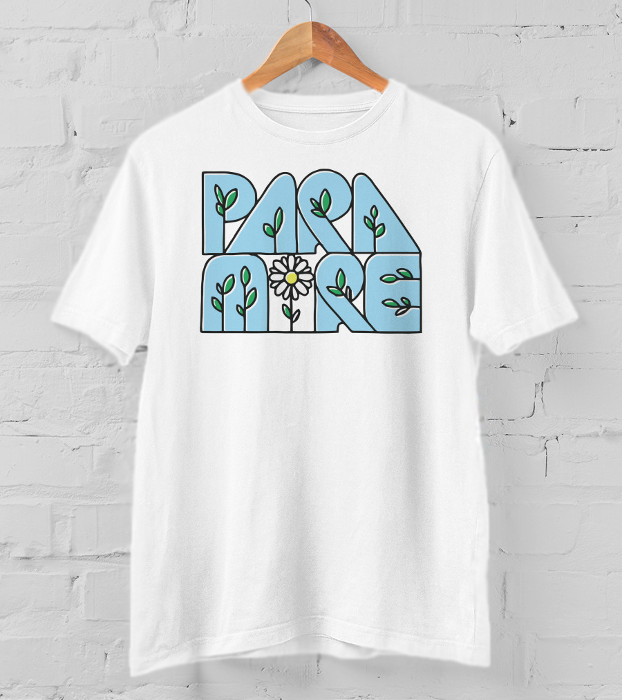 Paramore Flower Leaf Blue Text T-Shirt