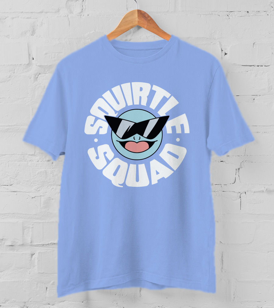 Squirtle Squad Sunglasses Icon Blue Background T-Shirt