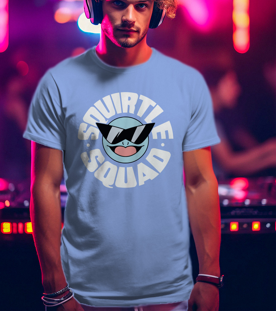 Squirtle Squad Sunglasses Icon Blue Background T-Shirt