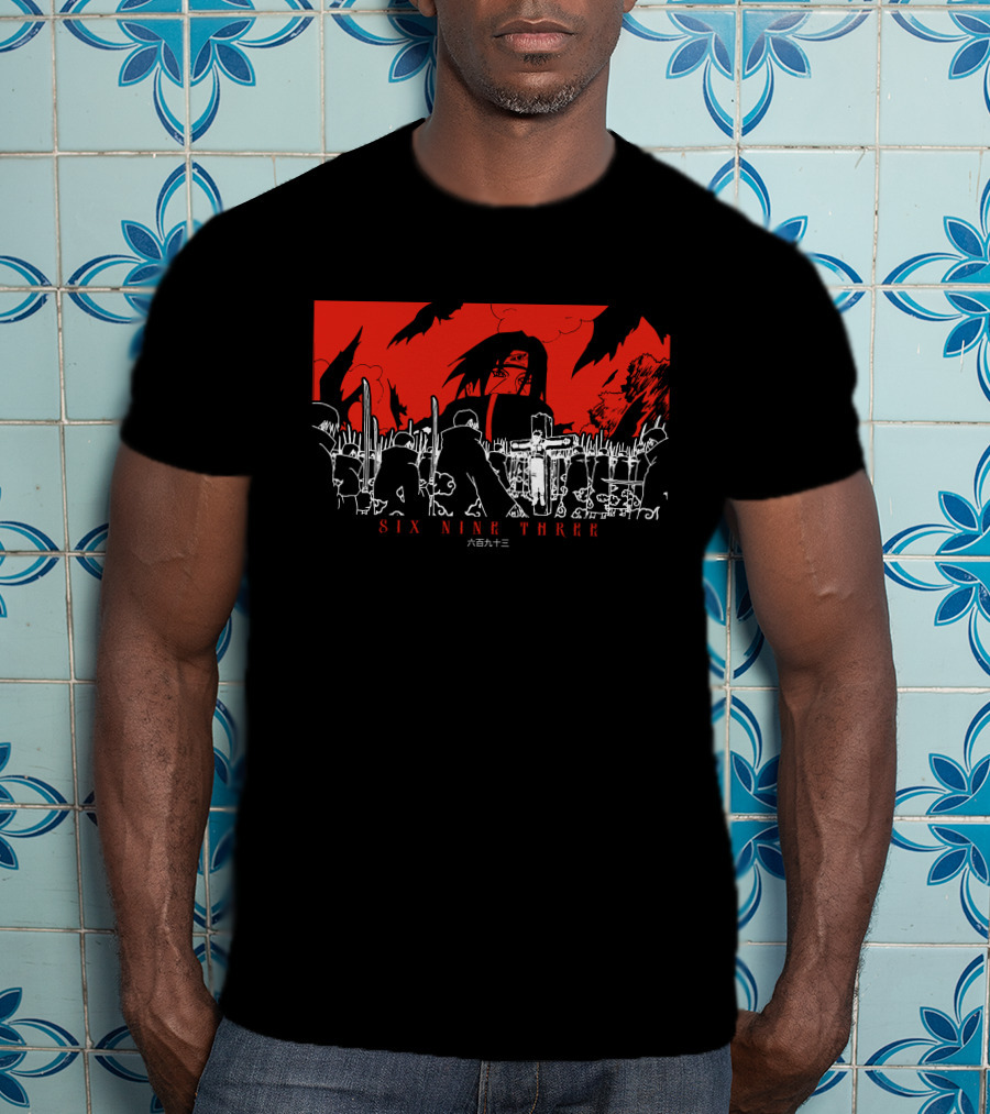 Itachi Tsukuyomi Featuring Kakashi Six Nine Three Red And Black Scene T-Shirt