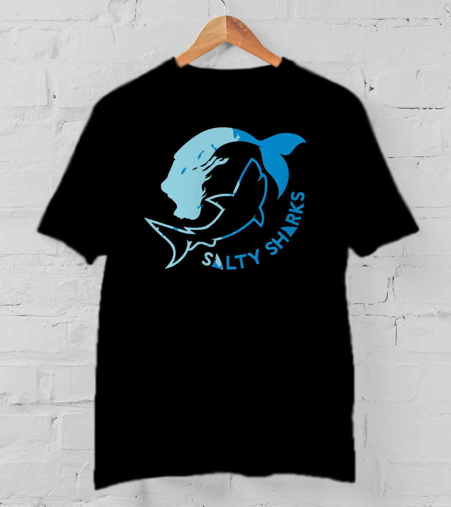Salty Sharks Logo Blue Ocean Theme Salty Sharks T-Shirt