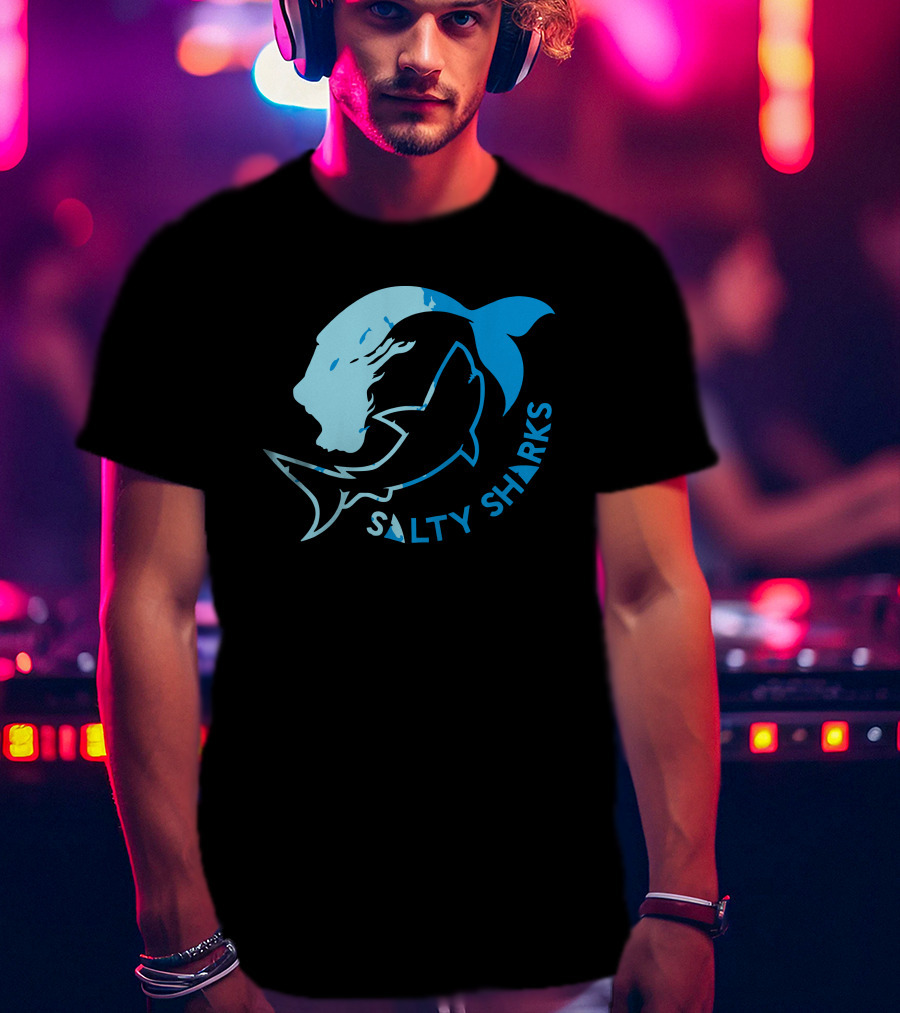 Salty Sharks Logo Blue Ocean Theme Salty Sharks T-Shirt
