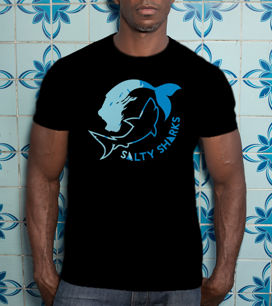 Salty Sharks Logo Blue Ocean Theme Salty Sharks T-Shirt