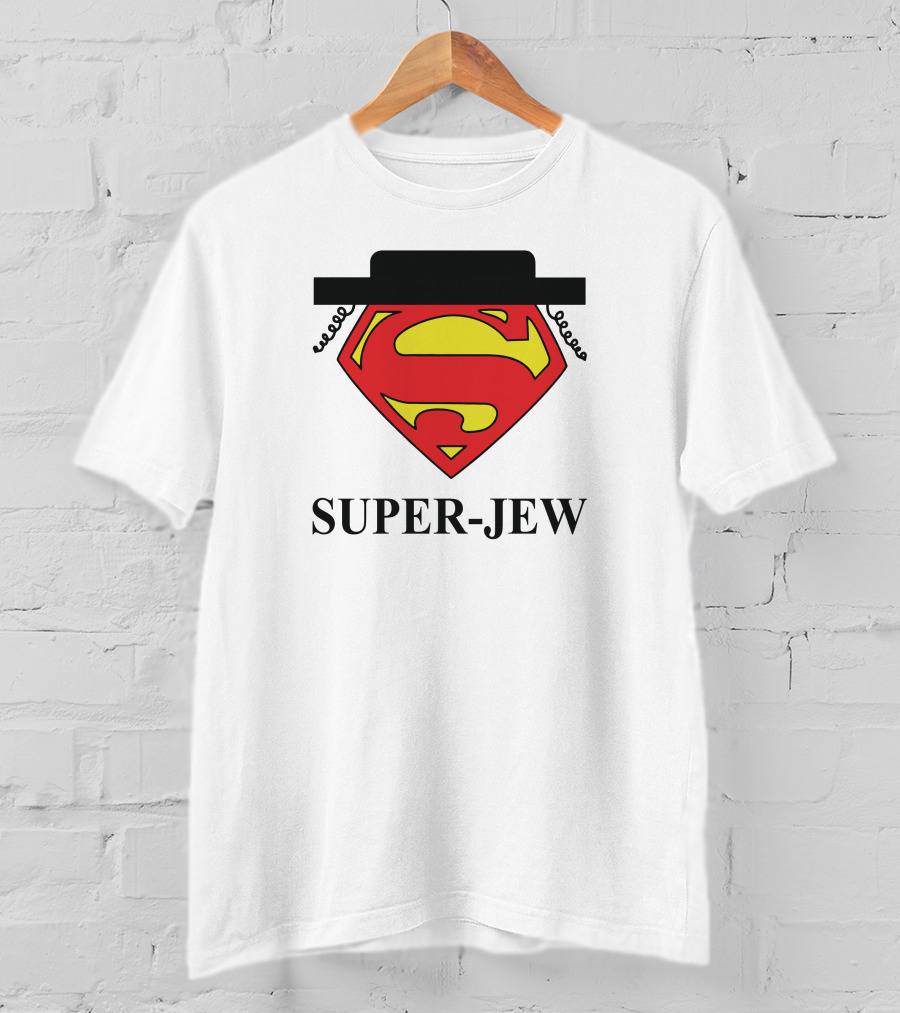 Super-Jew Superman Logo Black Hat Peyos Mixture T-Shirt