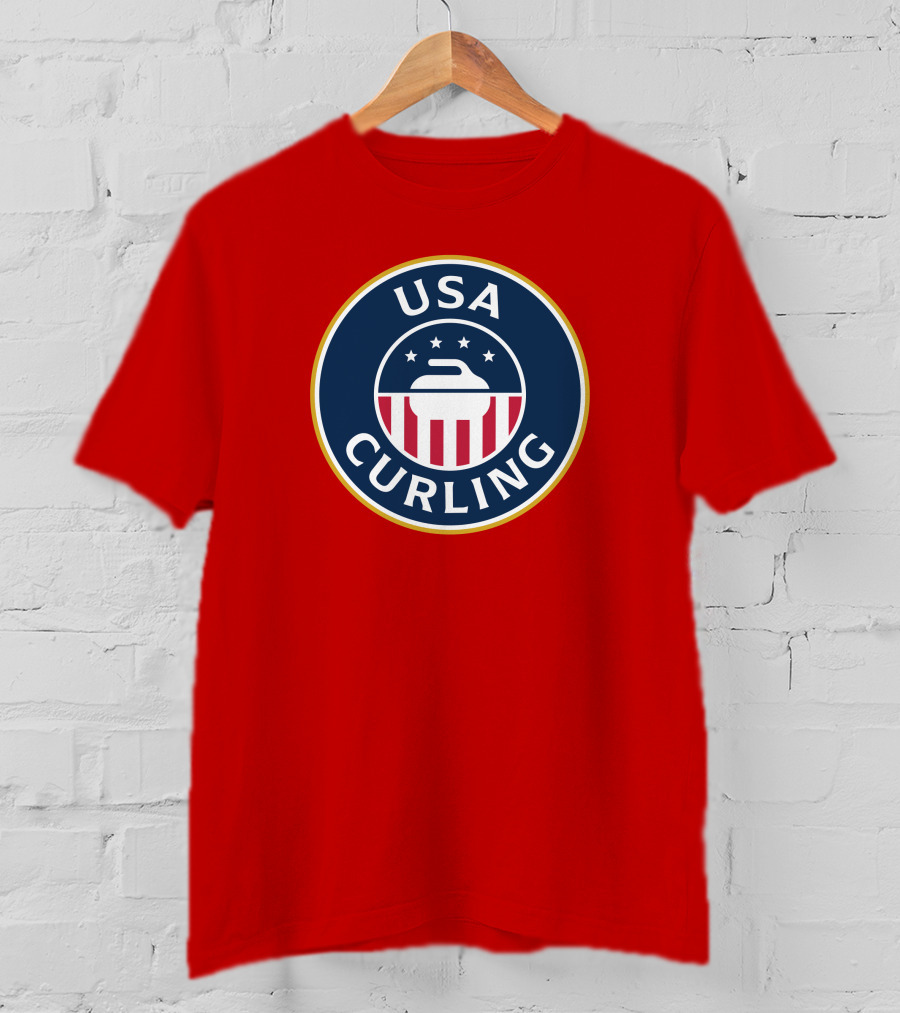 USA Curling Team Peterson Red Emblem T-Shirt