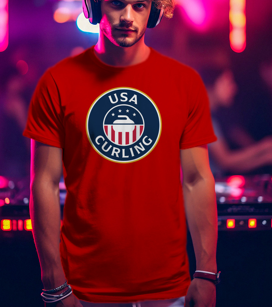 USA Curling Team Peterson Red Emblem T-Shirt