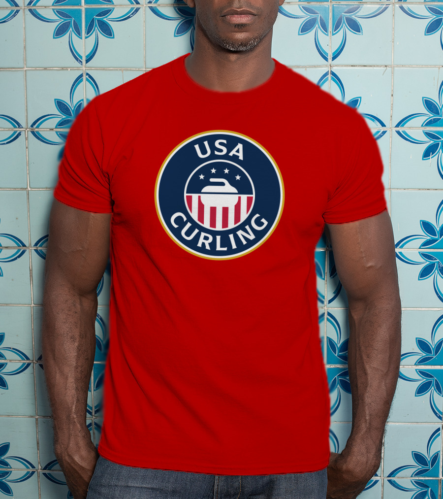 USA Curling Team Peterson Red Emblem T-Shirt