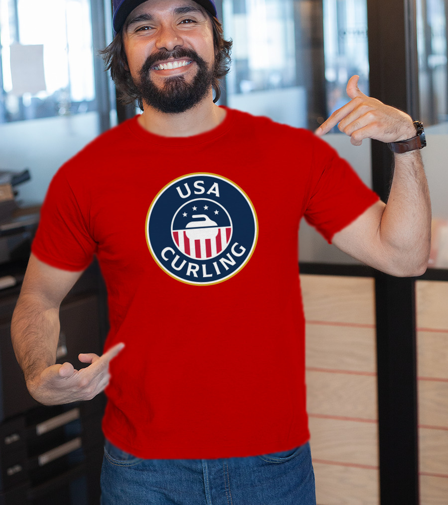 USA Curling Team Peterson Red Emblem T-Shirt