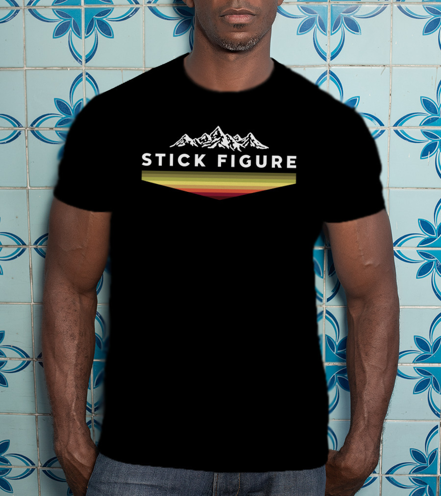 Stick Figure Mountain Range Raglan Merch T-Shirt