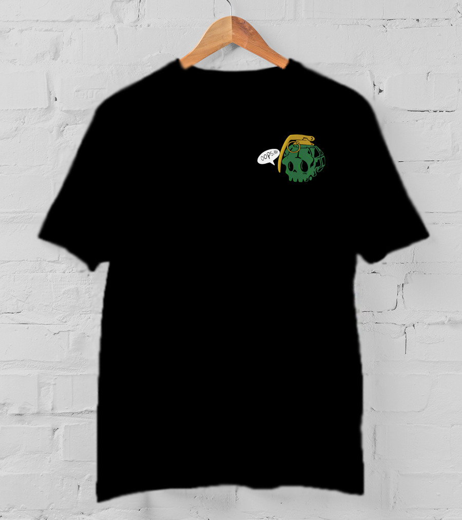 Thicc Boy Merch Oops Speech Bubble Grenade Skull Long Body T-Shirt