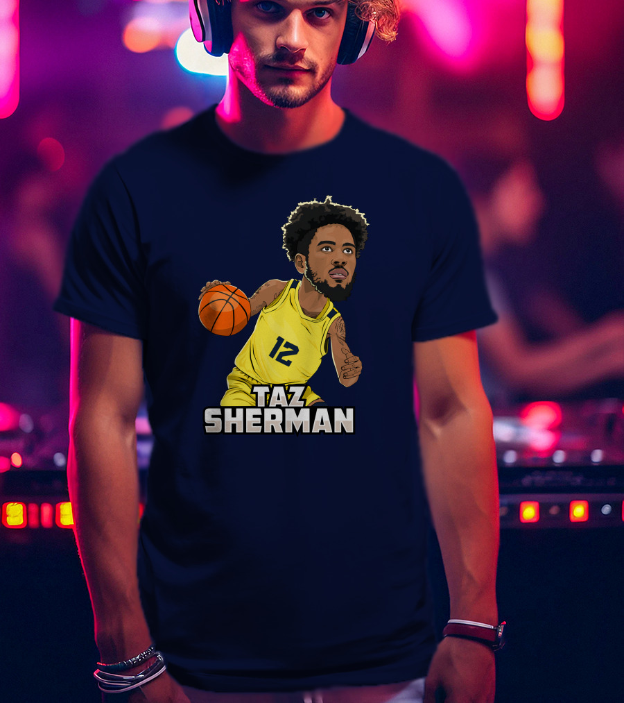 Taz Sherman Basketball Illustration 12 Lakers Jersey Players Trunk Collaboration T-Shirt