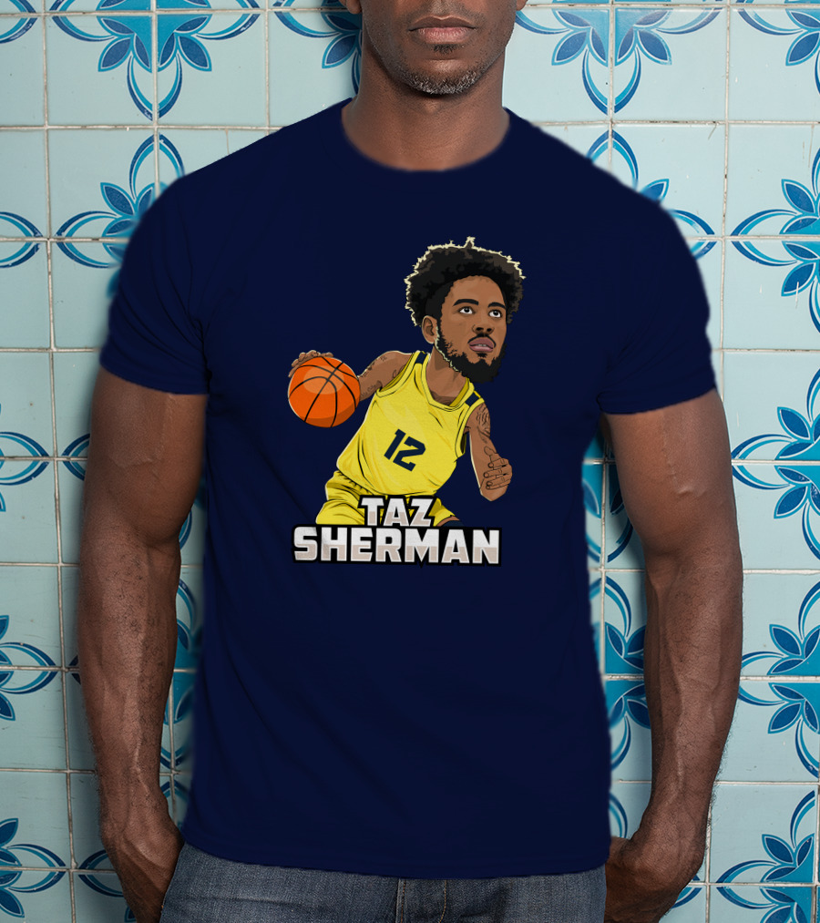 Taz Sherman Basketball Illustration 12 Lakers Jersey Players Trunk Collaboration T-Shirt