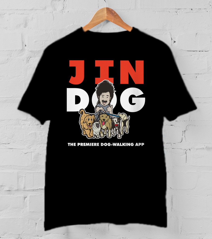 Jindog The Premiere Dog-Walking App Fun Cartoon T-Shirt