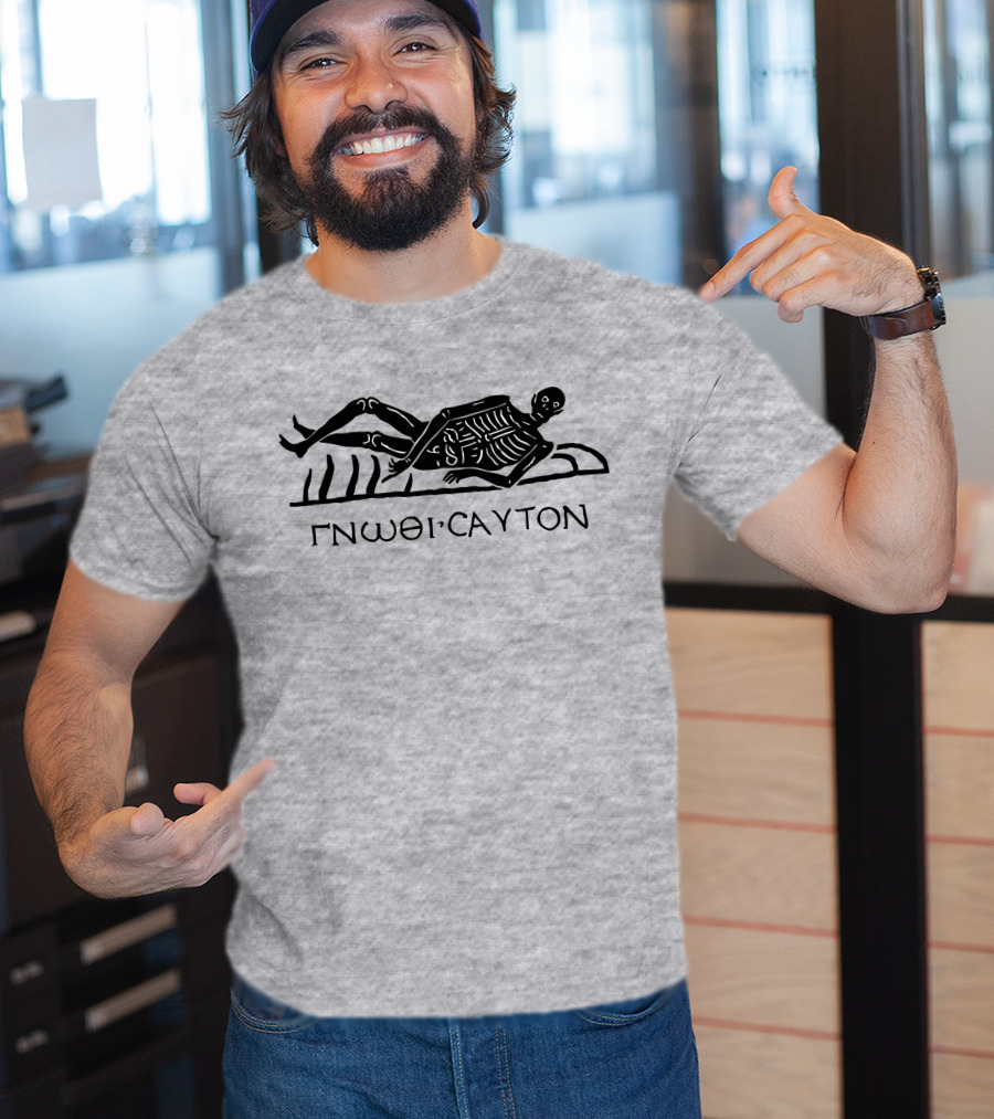 Know Thyself GNOΘI CAYTON Skeleton Archaeology Iconography T-Shirt