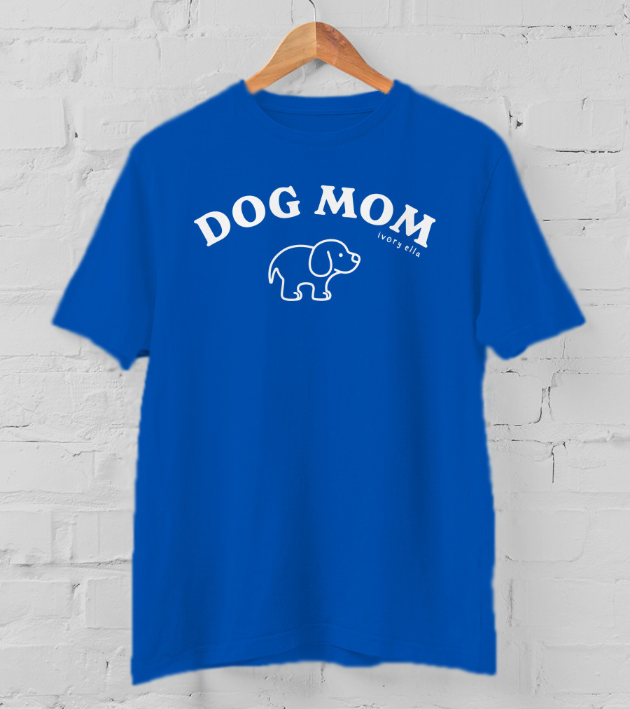 Natalie Decker Ivory Ella Dog Mom Blue T-Shirt