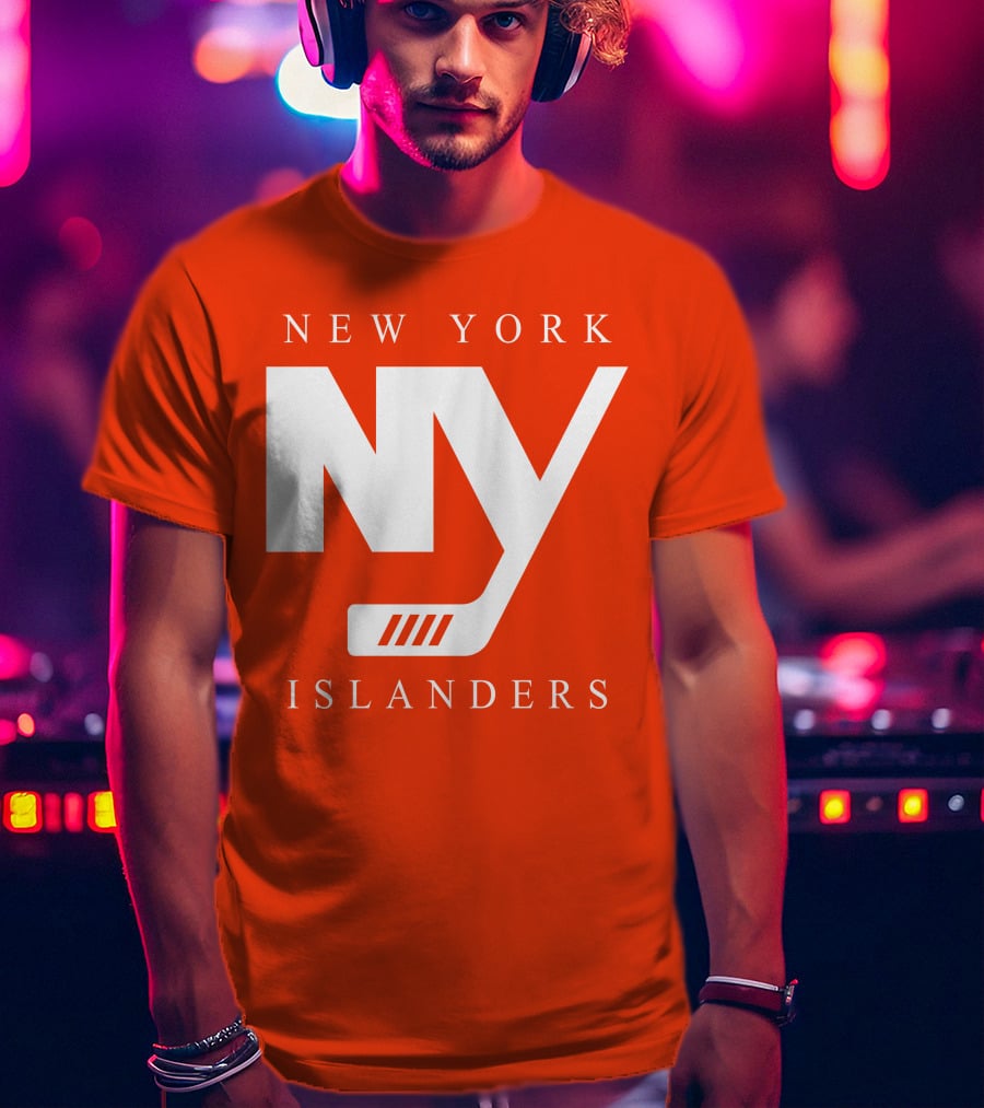 New York Islanders NY Hockey Text Stamp T-Shirt