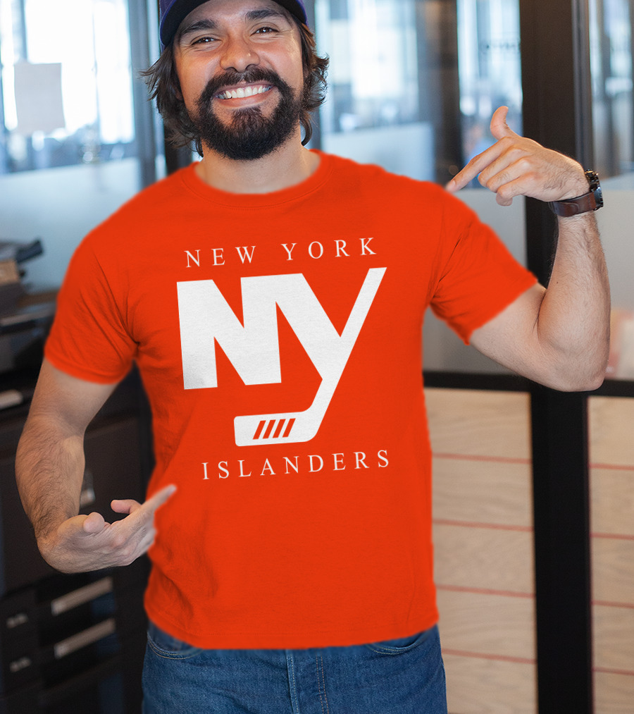 New York Islanders NY Hockey Text Stamp T-Shirt