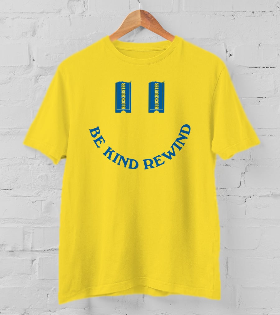 Blockbuster Be Kind Rewind Smiley Face Concept T-Shirt