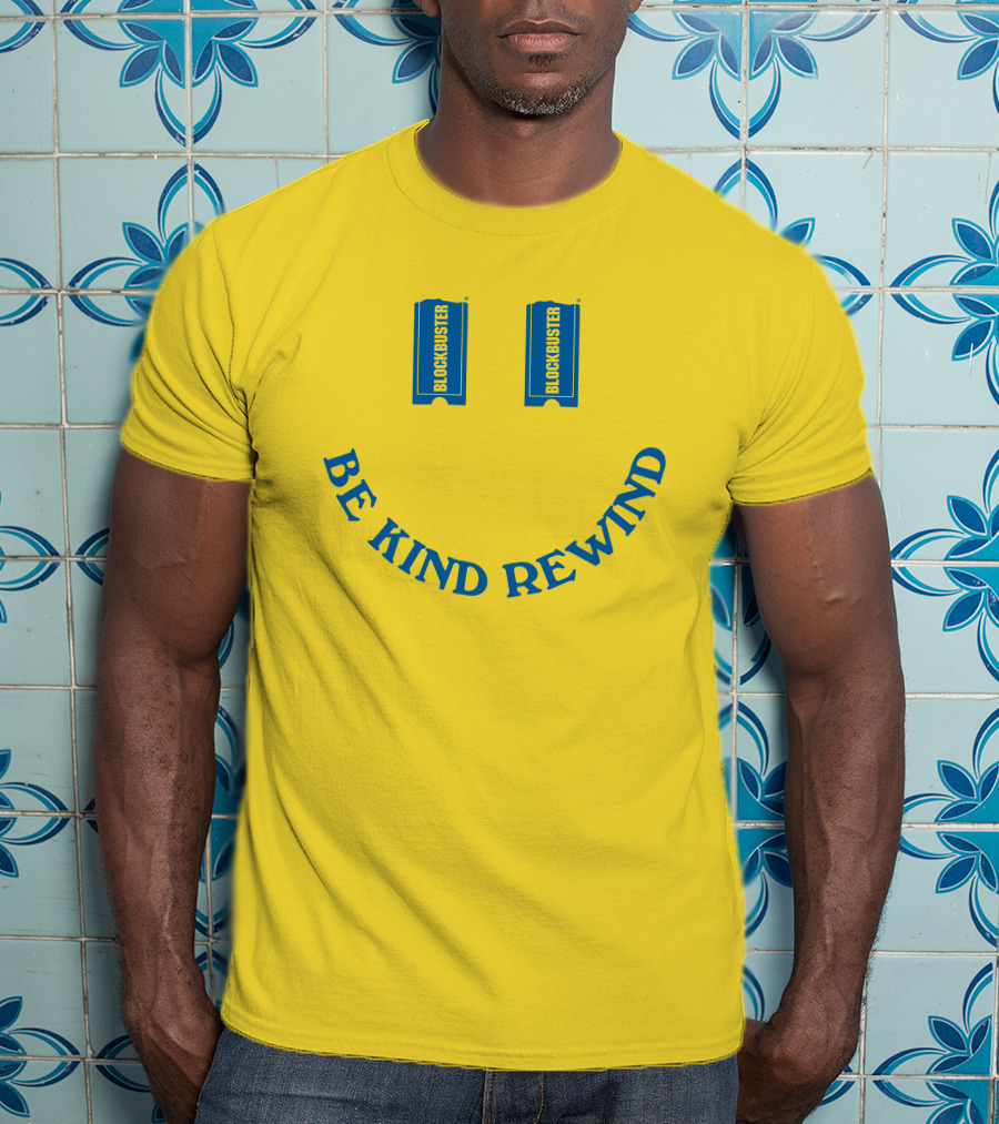 Blockbuster Be Kind Rewind Smiley Face Concept T-Shirt