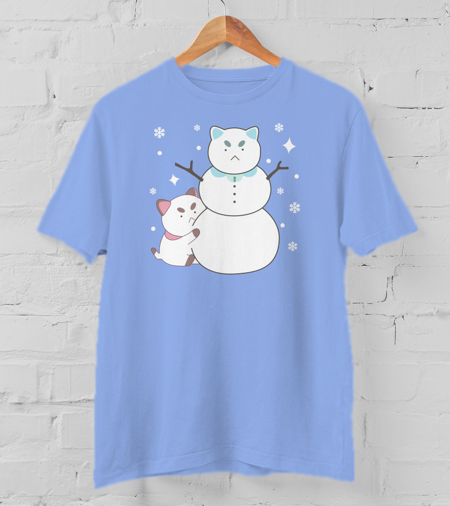Bee And Puppycat Cute Snowman Scene T-Shirt