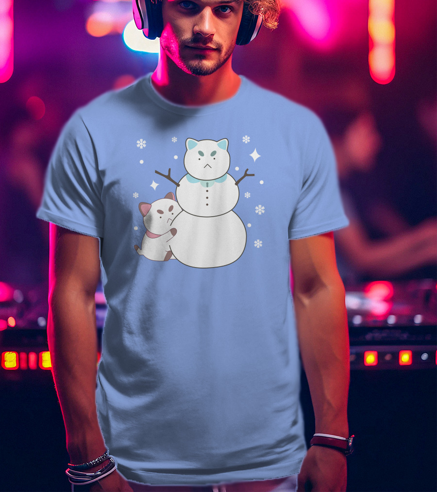 Bee And Puppycat Cute Snowman Scene T-Shirt