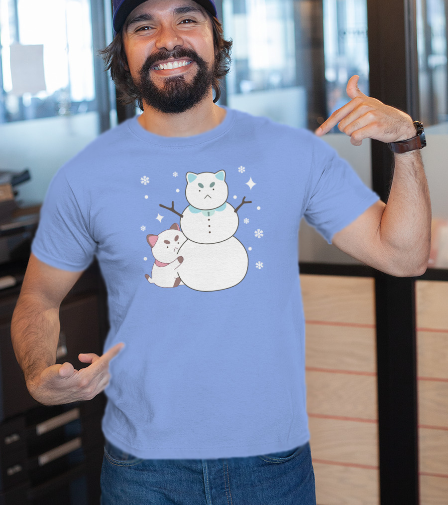 Bee And Puppycat Cute Snowman Scene T-Shirt