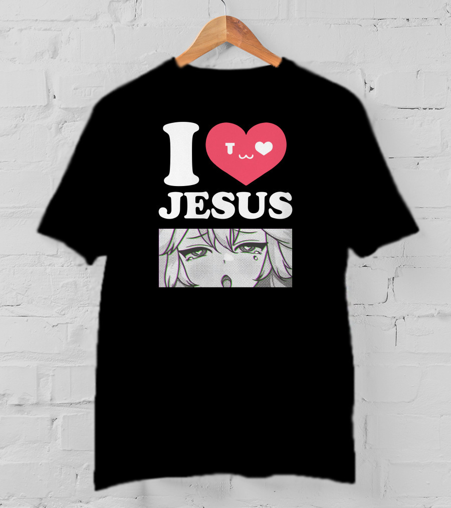 Vshojo I Love Jesus Heart Anime Face UwU Expression T-Shirt