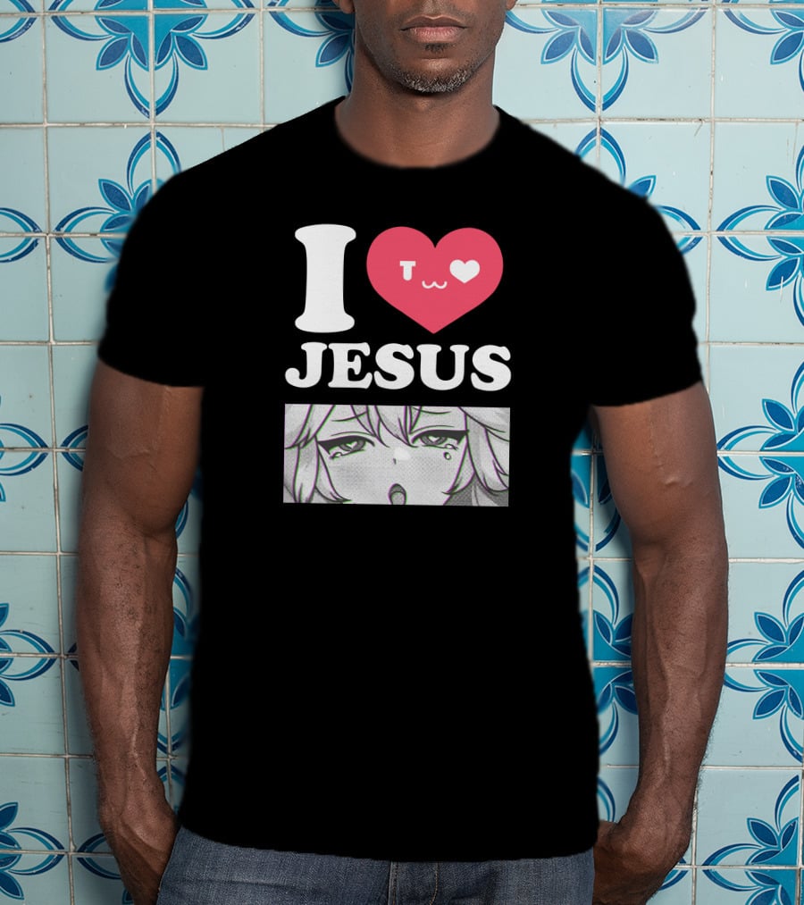 Vshojo I Love Jesus Heart Anime Face UwU Expression T-Shirt