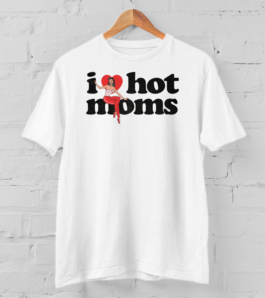 Danny Duncan I Heart Hot Moms Retro Style White T-Shirt