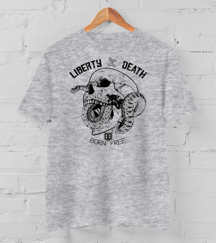 Liberty Or Death Born Free Skull And Snake Bunker Branding 2.0 T-Shirt
