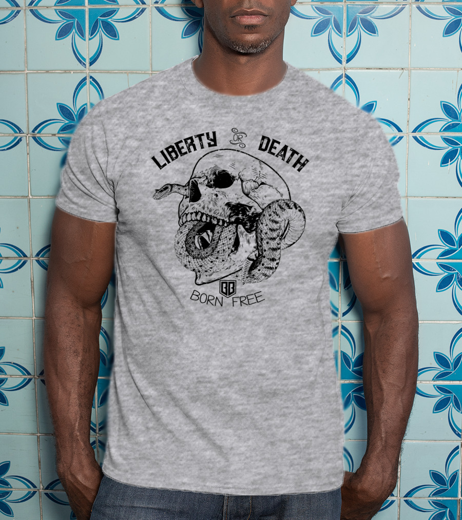 Liberty Or Death Born Free Skull And Snake Bunker Branding 2.0 T-Shirt