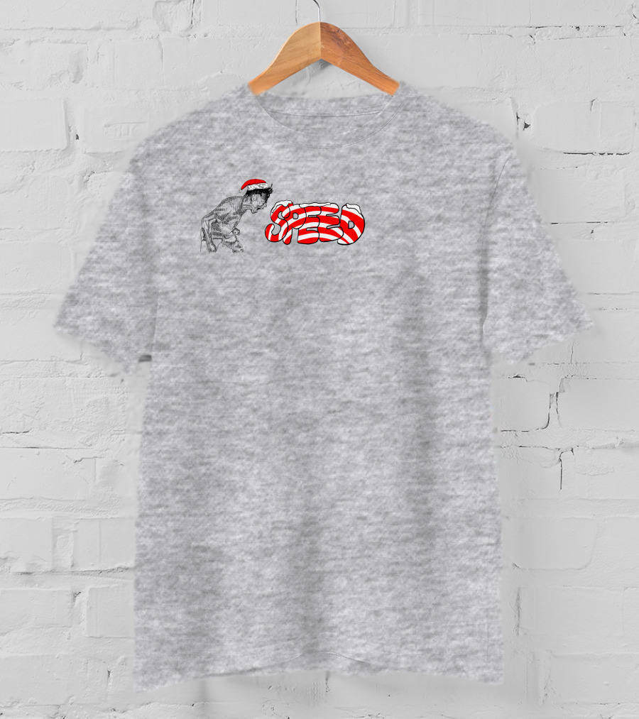 Speed Santa Hat Black White Red T-Shirt