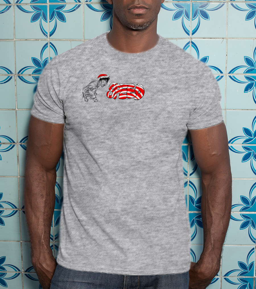 Speed Santa Hat Black White Red T-Shirt