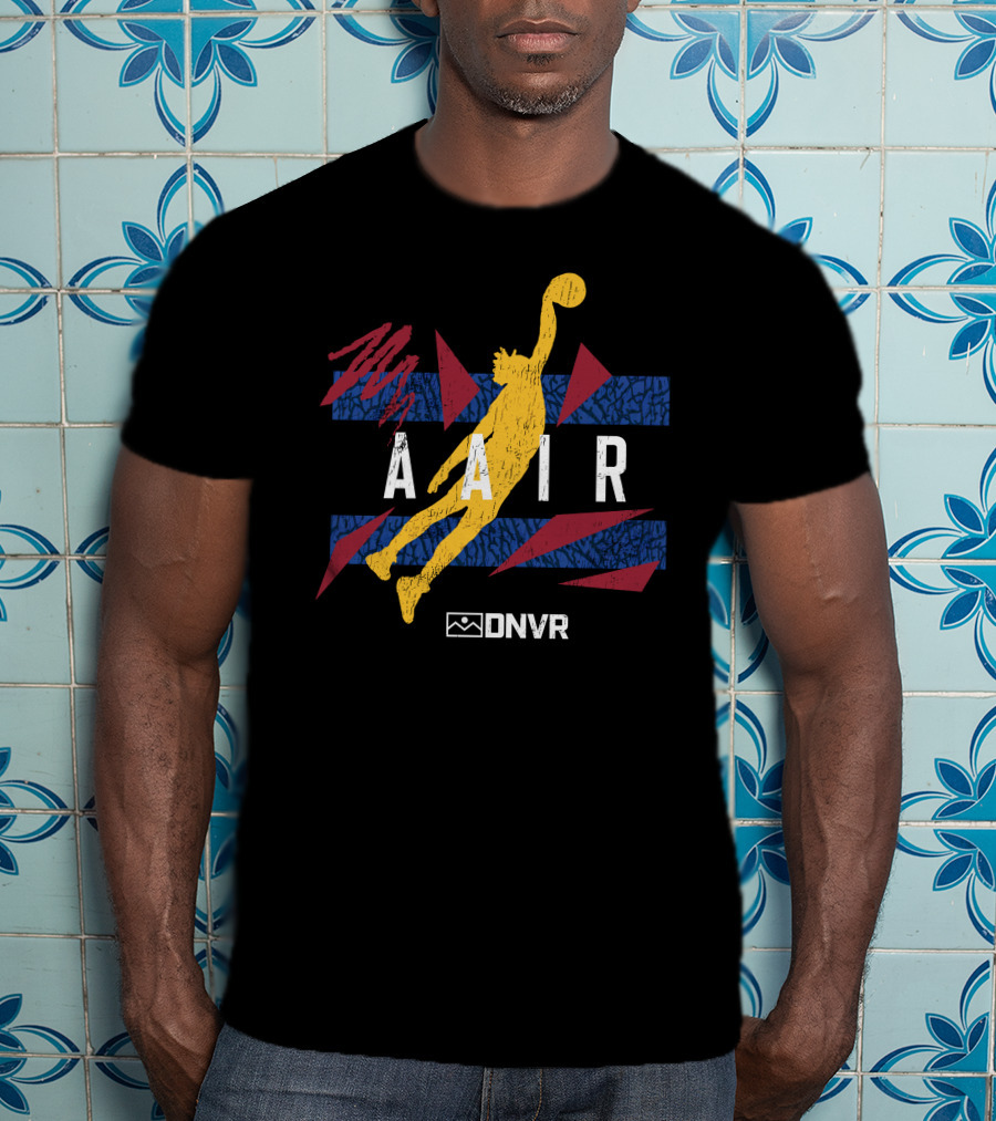 AAIR AG Basketball Jump With Blue And Red Geometric Elements T-Shirt