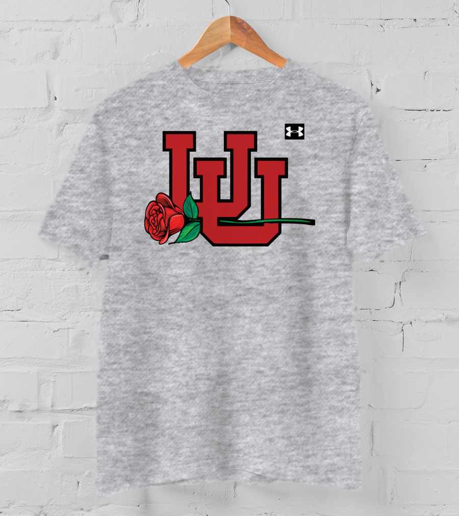 Utah Utes Interlocking Logo With Rose Under Armour Football T-Shirt