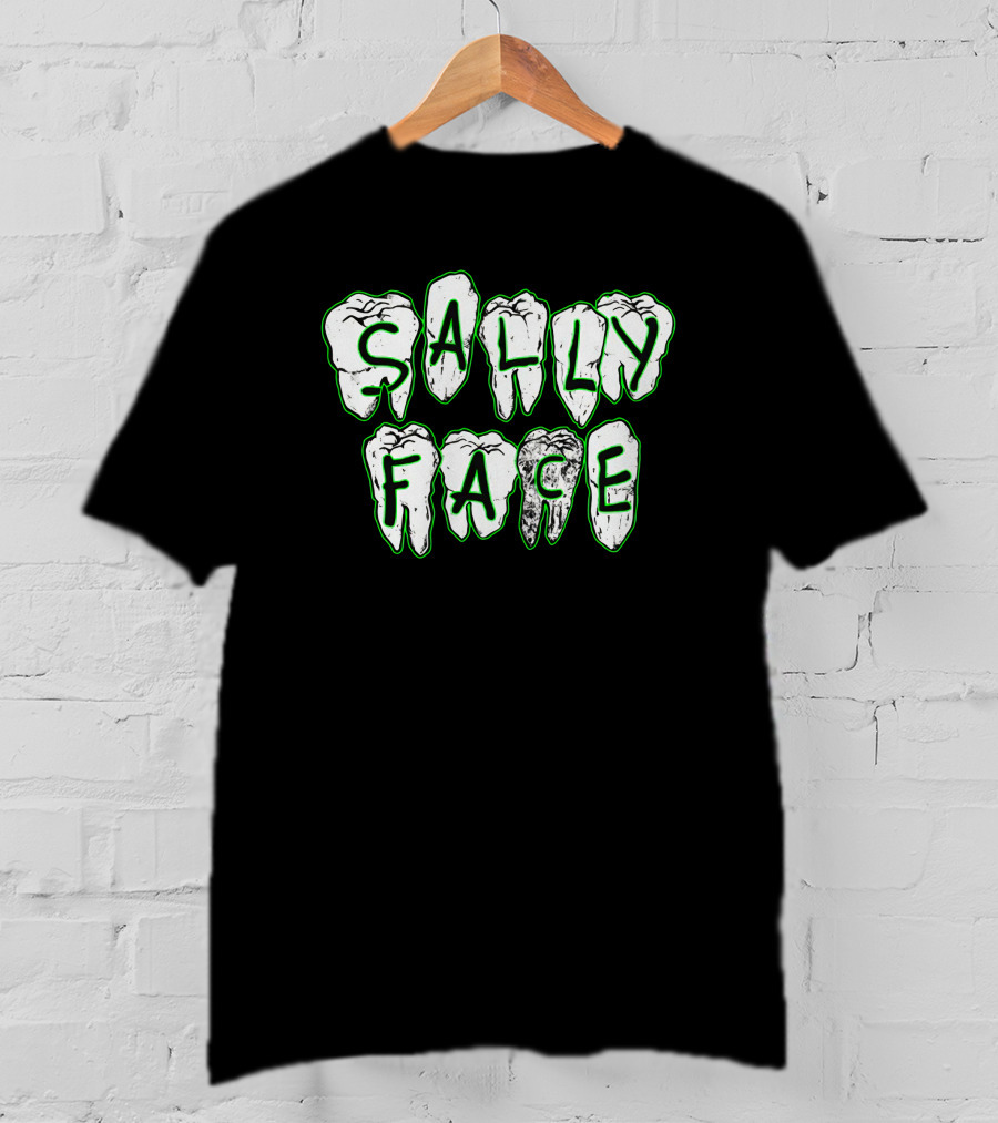 Sally Face Teeth Graphic Horror Letters T-Shirt
